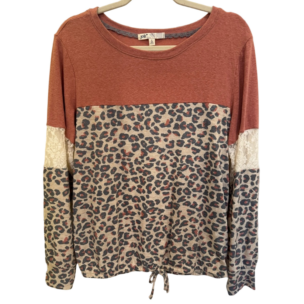 Jolt Rust and Leopard Print Top - Picture 2 of 5